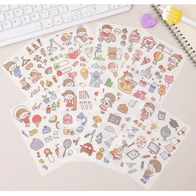 Custom Waterproof logo Die Cut laptop planner book cute cartoon sticker for china