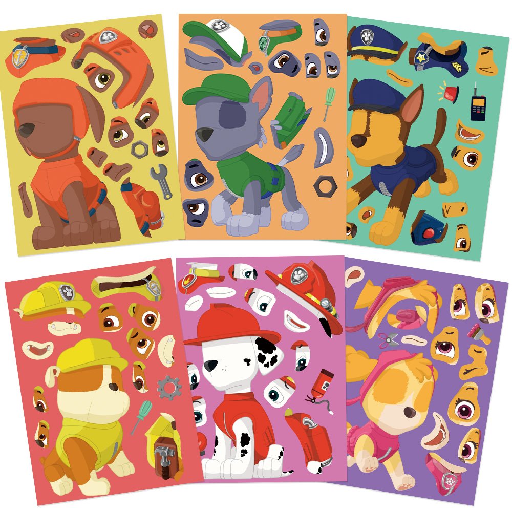 8 Sheets Die Cut Cute Cartoon Dog Decal Make a Face Pvc Stickers Diy Laptop Phone Water Cup Guitar Diary Waterproof Puzzle Toy