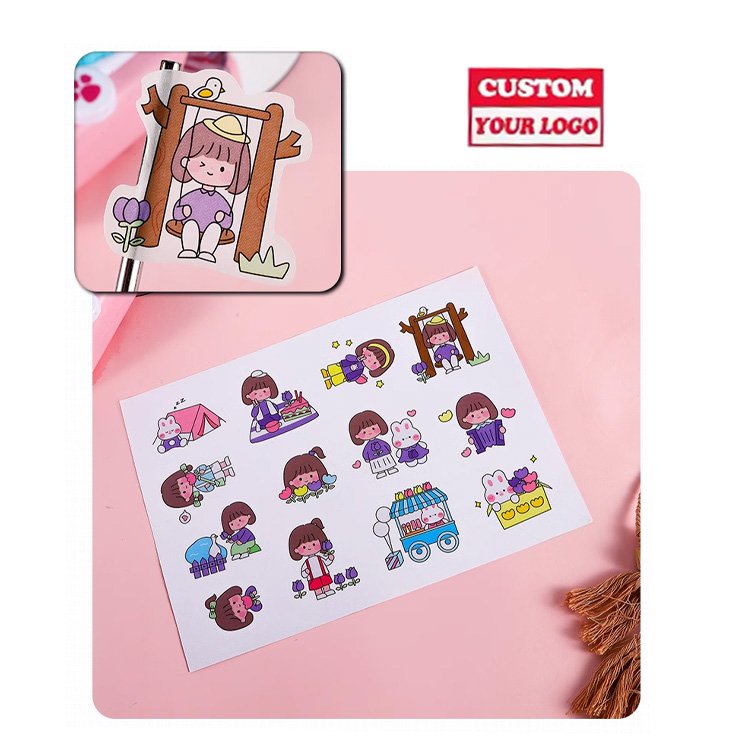 Wholesale Waterproof Custom Printing Vinyl Kiss Cut Cute Paper Sticker Sheet For Planner Stationery