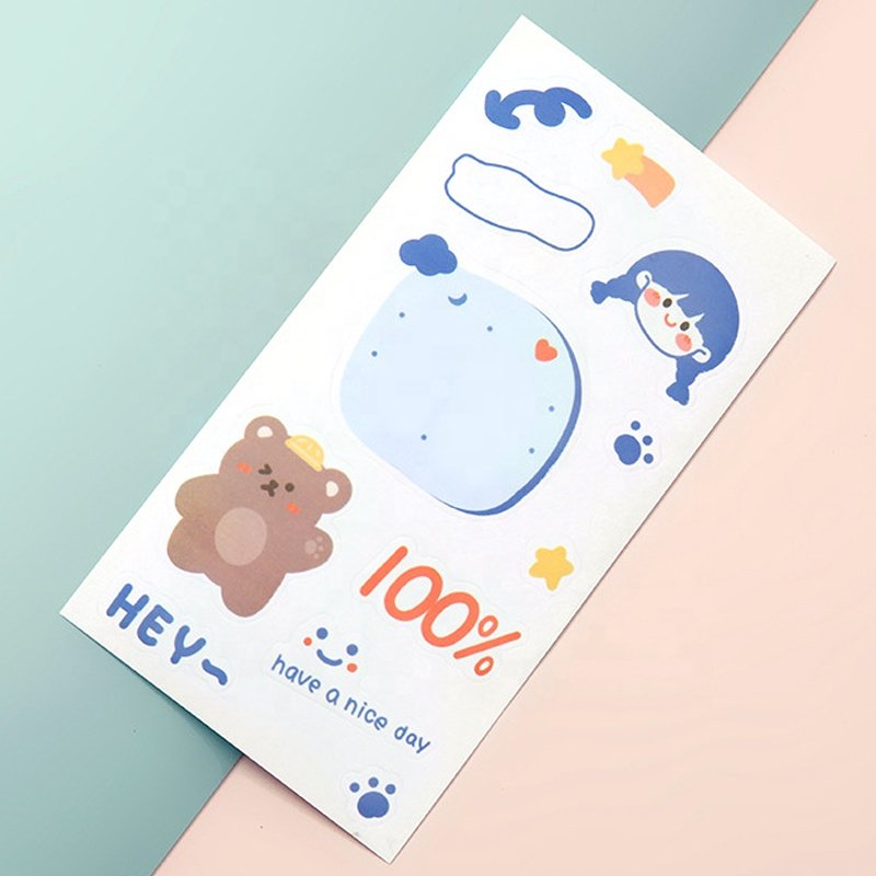 Custom Printed Cartoon Stickers Cute Hardcover Slim Index Packing Leather Sticker