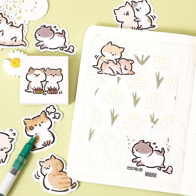 Custom Printed Cartoon Stickers Cute Hardcover Slim Index Packing Leather Sticker