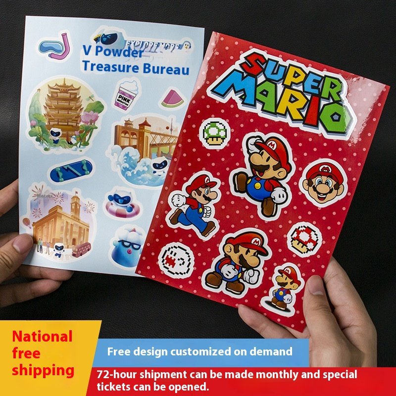 Customized Transparent Milk Tea Cup Stickers Cute Cartoon DIY Travel Box Super Transparent PVC UV Personalized Small Batch