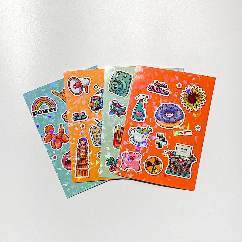 High Quality Printed Custom Decorative Permanent PVC Vinyl Holographic Label Waterproof Logo Laser Metallic Die Cut Stickers