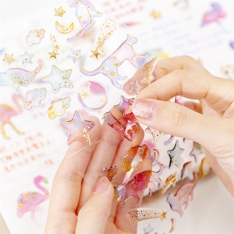 Custom Cartoon Animal 3d Epoxy Dome Sticker Resin Soft Crystal Waterproof Clear Adhesive Sticker