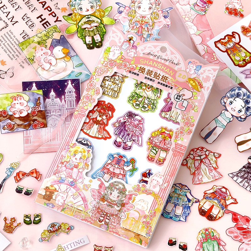 Simno Cartoon Girl Dress Up Paper Doll Pretend Play Game Clothes Puzzle Outfit Accessory for Kids Gift