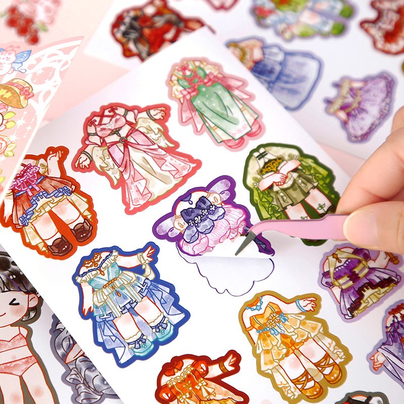 Simno Cartoon Girl Dress Up Paper Doll Pretend Play Game Clothes Puzzle Outfit Accessory for Kids Gift