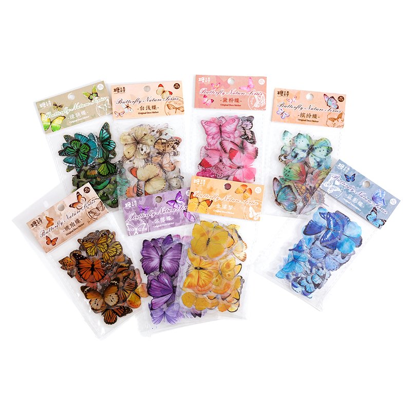 Vintage Art Pocket Material Decorative Sticker Butterfly Nature Series Planner Scrapbooking Stationery Diary Decorate