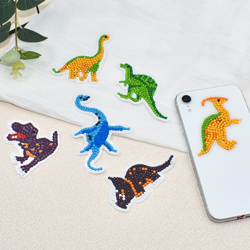 Factory Direct Selling Creative Diamond Painting Stickers Customized Dinosaur Diamond Cartoon Sticker