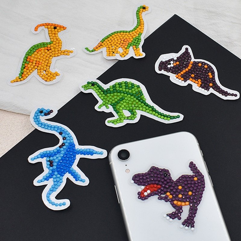 Factory Direct Selling Creative Diamond Painting Stickers Customized Dinosaur Diamond Cartoon Sticker