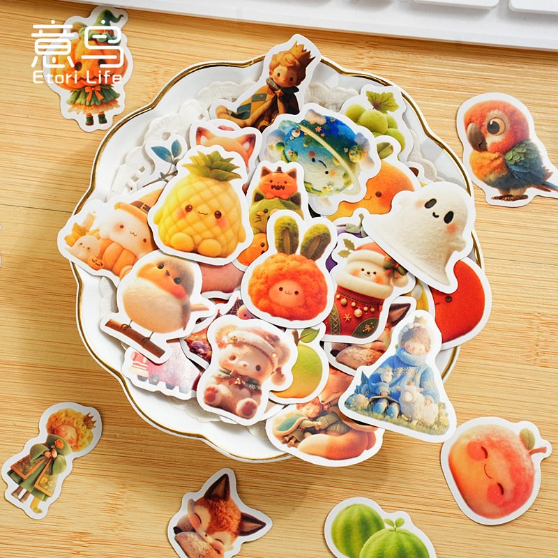 40 stickers per box wool felt felt music series Christmas and Halloween cartoon hand tent decoration sealing stickers