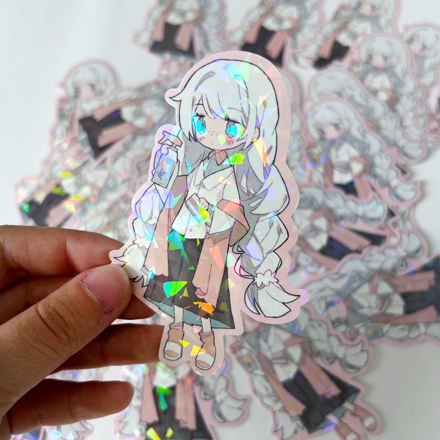 Wholesale Custom Stickers Die Cut Waterproof Vinyl Clear Glitter Die Cut Anime Vinyl Stickers Holographic Sticker