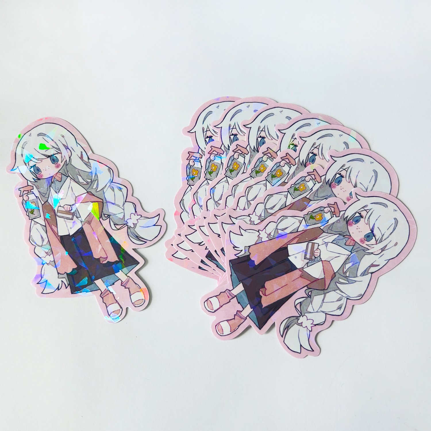 Wholesale Custom Stickers Die Cut Waterproof Vinyl Clear Glitter Die Cut Anime Vinyl Stickers Holographic Sticker