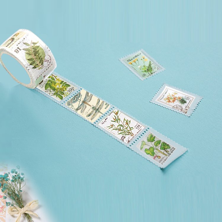 Custom Scrapbooking Printed Vintage Postage Stamp Sticker Paper Washi Tape in Bulk