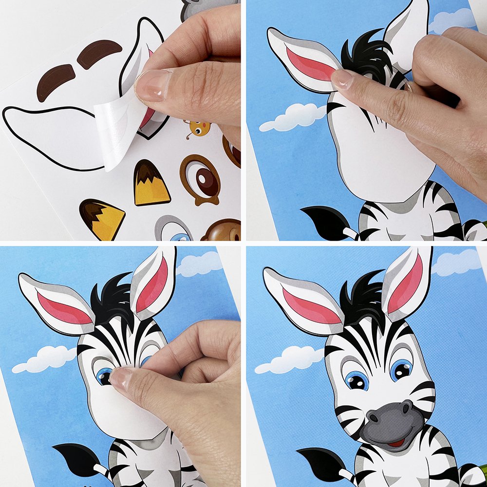 Fun DIY children's stickers Make Your Own Sticker Sheets educational Cute Animal dinosaur princess Make a Face Sticker