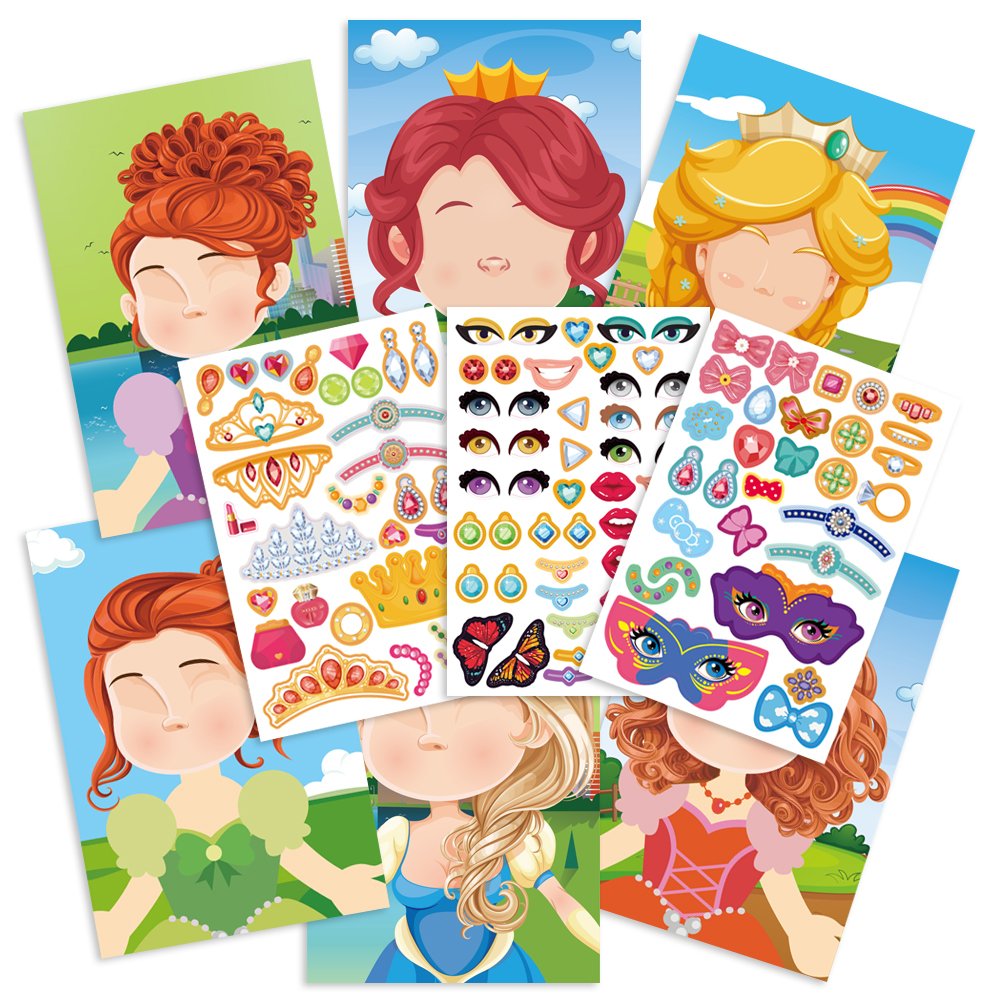 Fun DIY children's stickers Make Your Own Sticker Sheets educational Cute Animal dinosaur princess Make a Face Sticker
