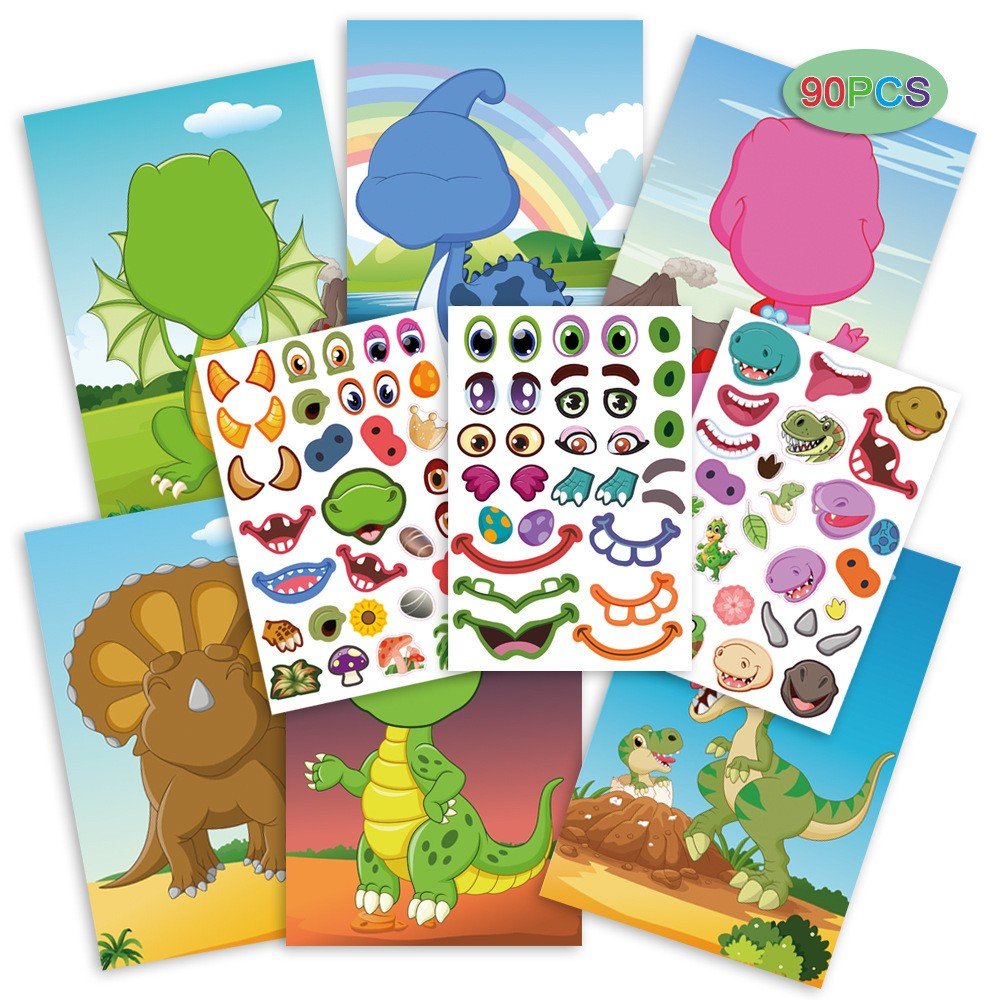 Fun DIY children's stickers Make Your Own Sticker Sheets educational Cute Animal dinosaur princess Make a Face Sticker
