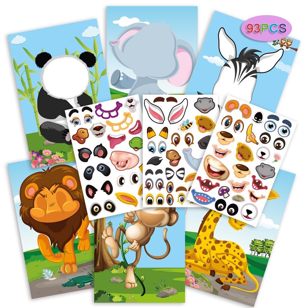 Fun DIY children's stickers Make Your Own Sticker Sheets educational Cute Animal dinosaur princess Make a Face Sticker
