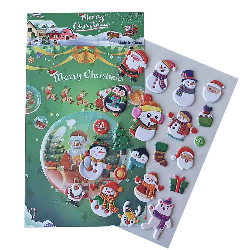 Christmas Gift Cute Decoration Cartoon 3D Puffy Stickers Merry Christmas Bubble Stickers For Kids