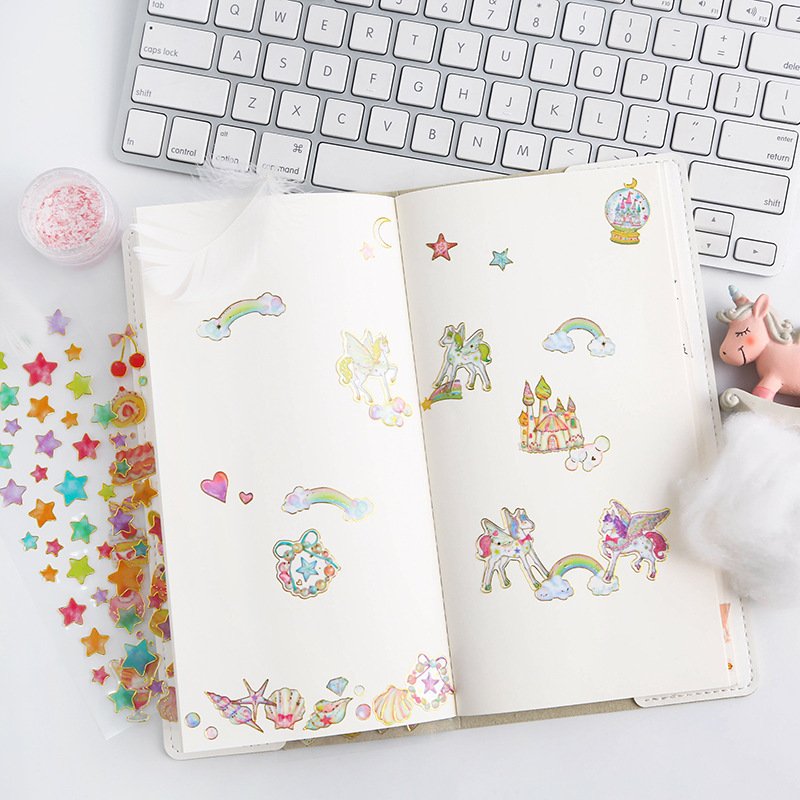 Cute stickers stamping transparent DIY diary handbook material decorative stickers children small stickers creative wholesale