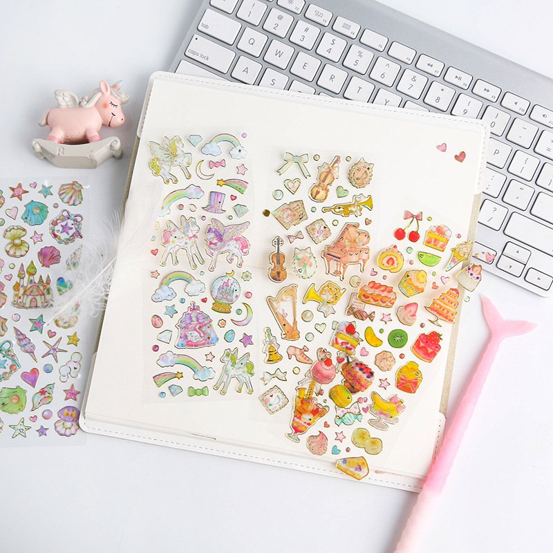 Cute stickers stamping transparent DIY diary handbook material decorative stickers children small stickers creative wholesale