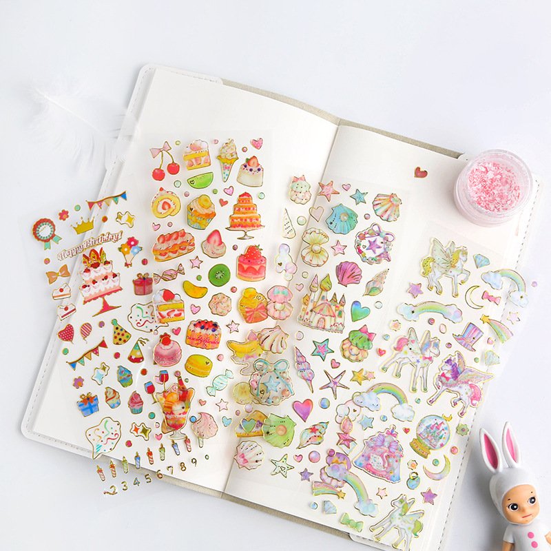 Cute stickers stamping transparent DIY diary handbook material decorative stickers children small stickers creative wholesale