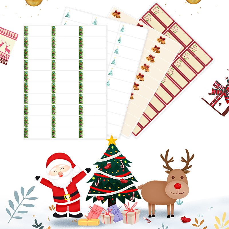 Christmas Writing Note Gift Decal Jotting Stickers Santa Claus Decoration Logo Design Label for Christmas Eve Present Packaging
