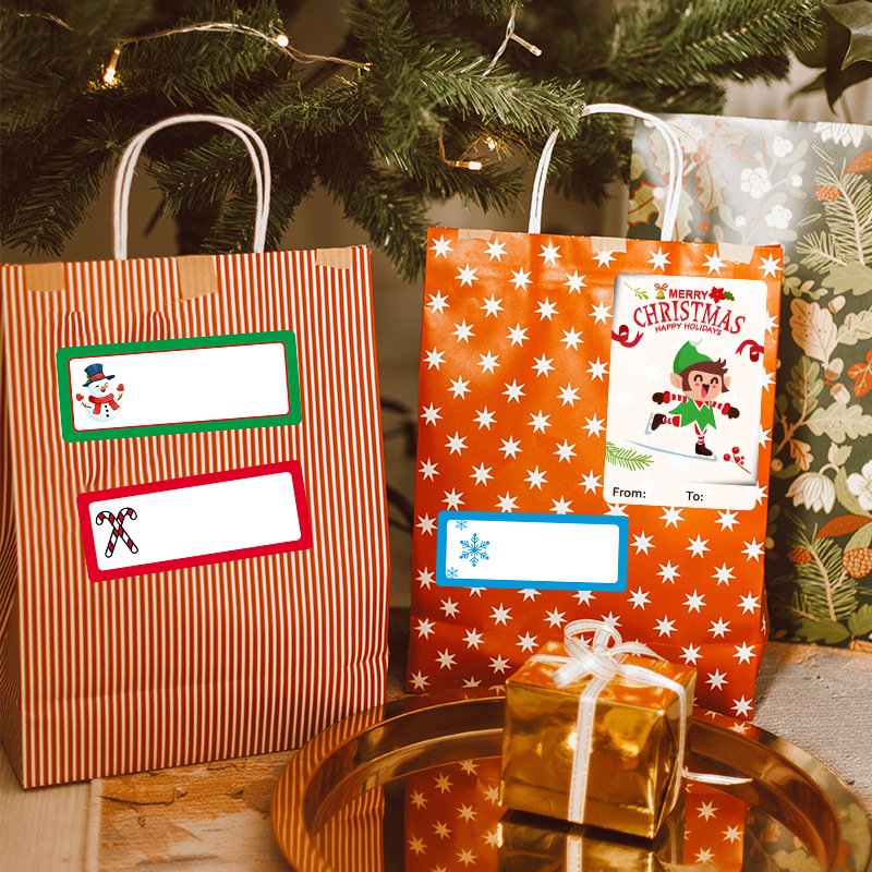 Christmas Writing Note Gift Decal Jotting Stickers Santa Claus Decoration Logo Design Label for Christmas Eve Present Packaging