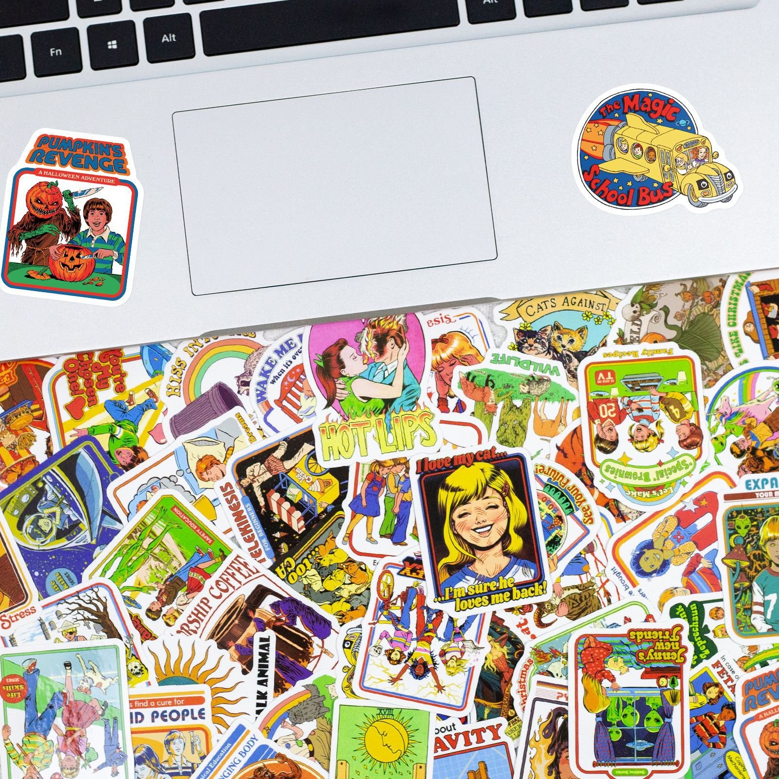 50Pcs Cartoon Retro Illustration Graffiti Stickers For Book Bottle Vinyl Europe and America Humor Painting Sticker