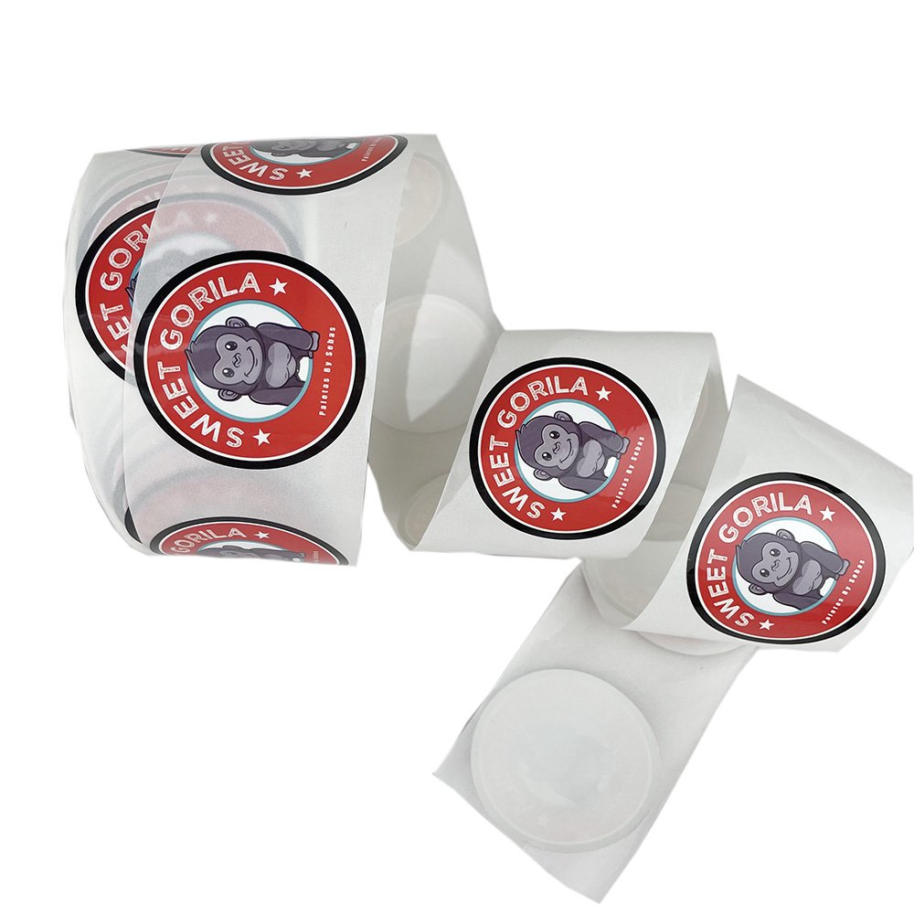 custom adhesive paper labels cartoon sticker animal label roll round circle sticker for company logo print