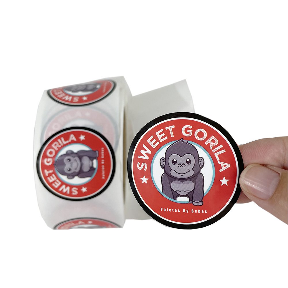 custom adhesive paper labels cartoon sticker animal label roll round circle sticker for company logo print