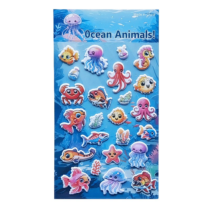 Wholesale 3D Three-Dimensional Marine Animal Biology Foam Stickers Cartoon Children's Handbooks for Candle Use Education Decor