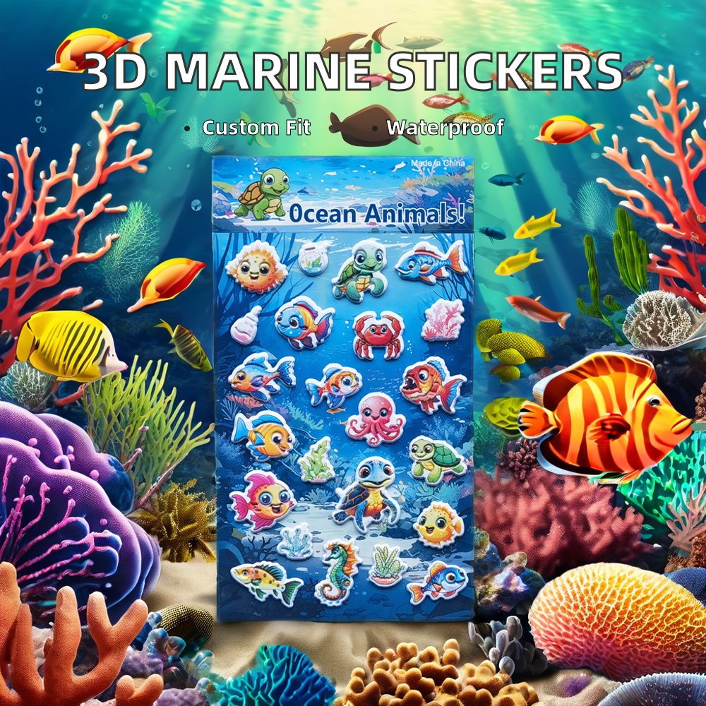 Wholesale 3D Three-Dimensional Marine Animal Biology Foam Stickers Cartoon Children's Handbooks for Candle Use Education Decor