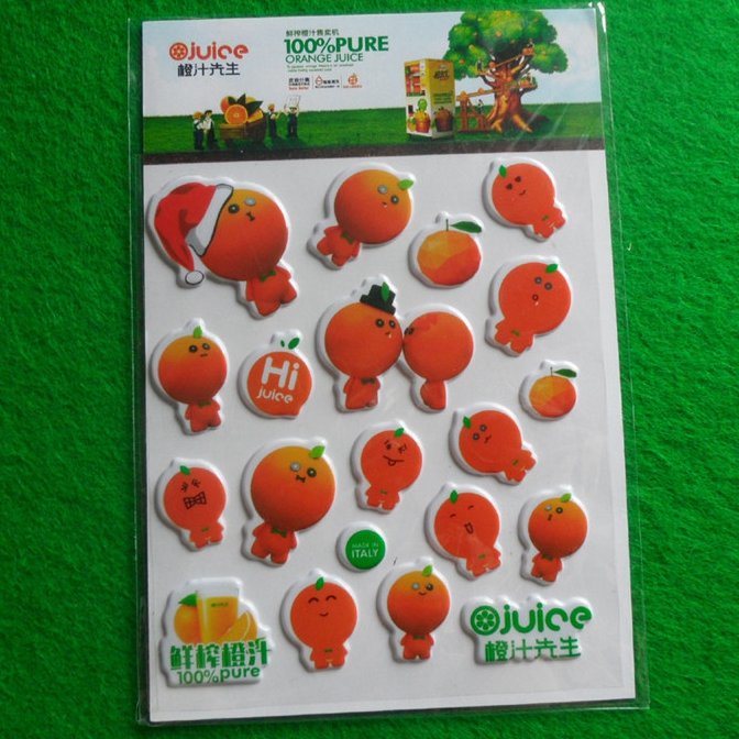Custom design eco friendly cartoon stickers 3d for kids puffy sticker sheet