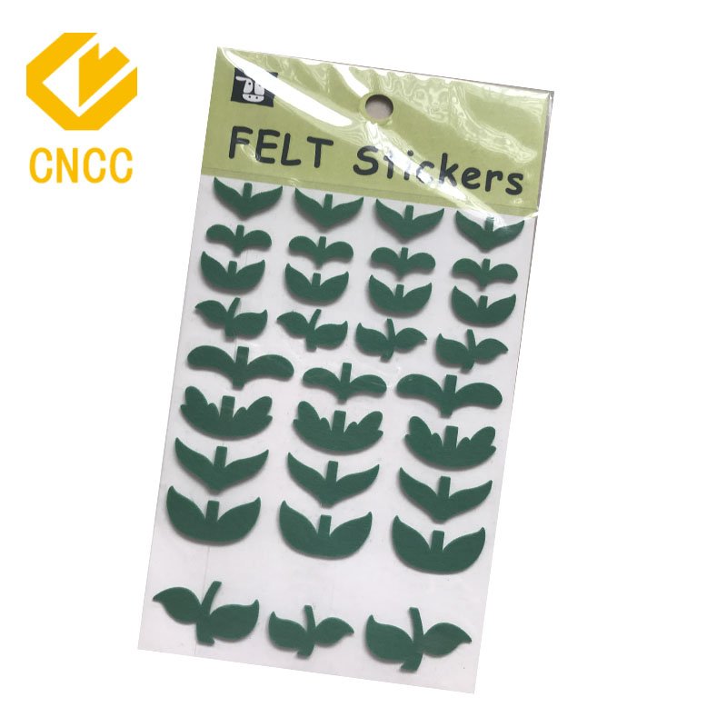 custom shape green cartoon felt sticker 3d small grass kids decor felt sticker