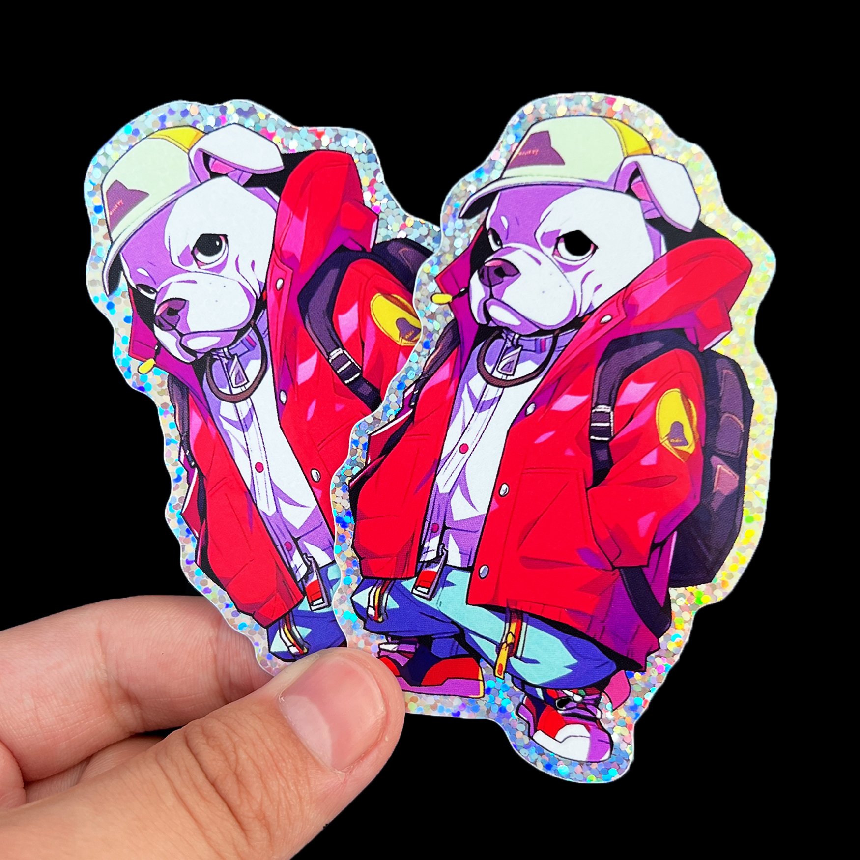 Custom UV printing self adhesive LOGO Labels vinyl glitter holographic stickers sheet cartoon anime die cut sticker custom