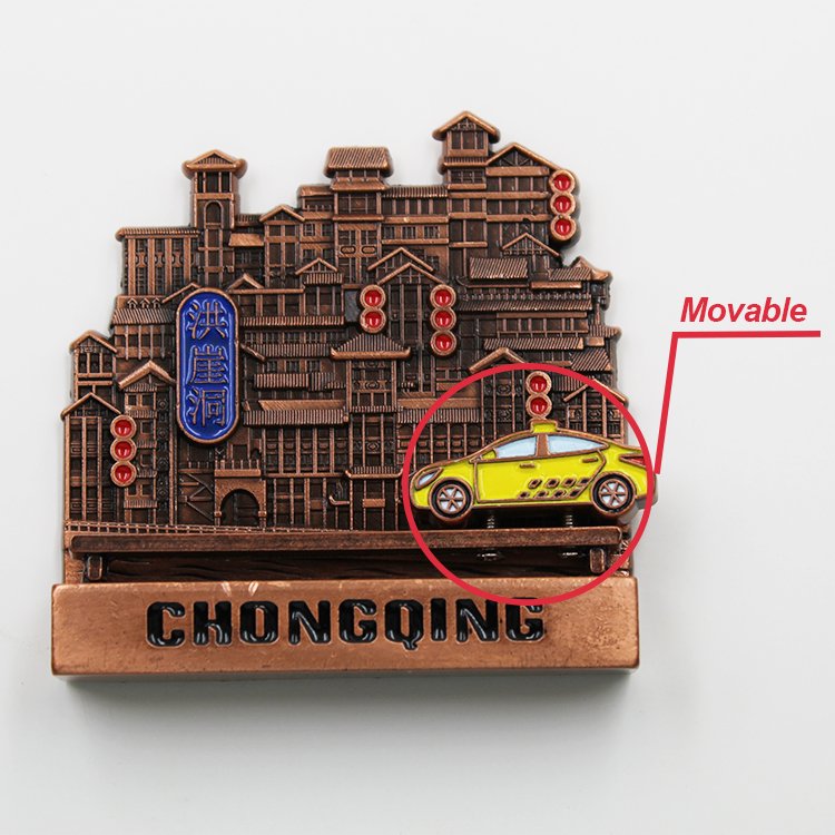 Hot Sale Promotional Gift Business Cartoon City Souvenir Sublimation Blanks Creative 3D Movable Train Custom Fridge Magnets