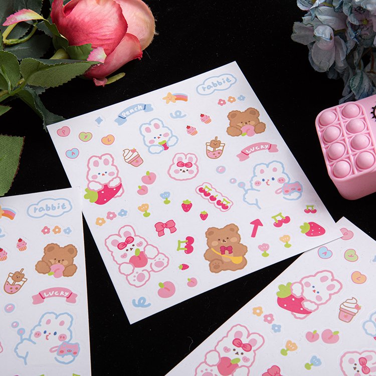 Custom Waterproof Clear Cute Cartoon Stickers Printing Manufacturer PVC Transparent Label Sticker Sheet For Cups