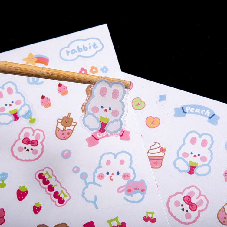 Custom Waterproof Clear Cute Cartoon Stickers Printing Manufacturer PVC Transparent Label Sticker Sheet For Cups