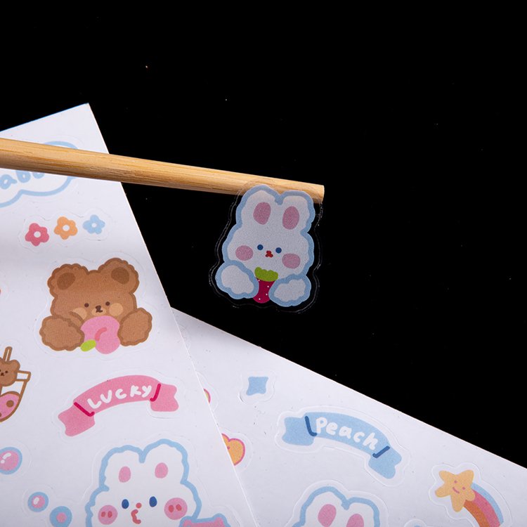 Custom Waterproof Clear Cute Cartoon Stickers Printing Manufacturer PVC Transparent Label Sticker Sheet For Cups