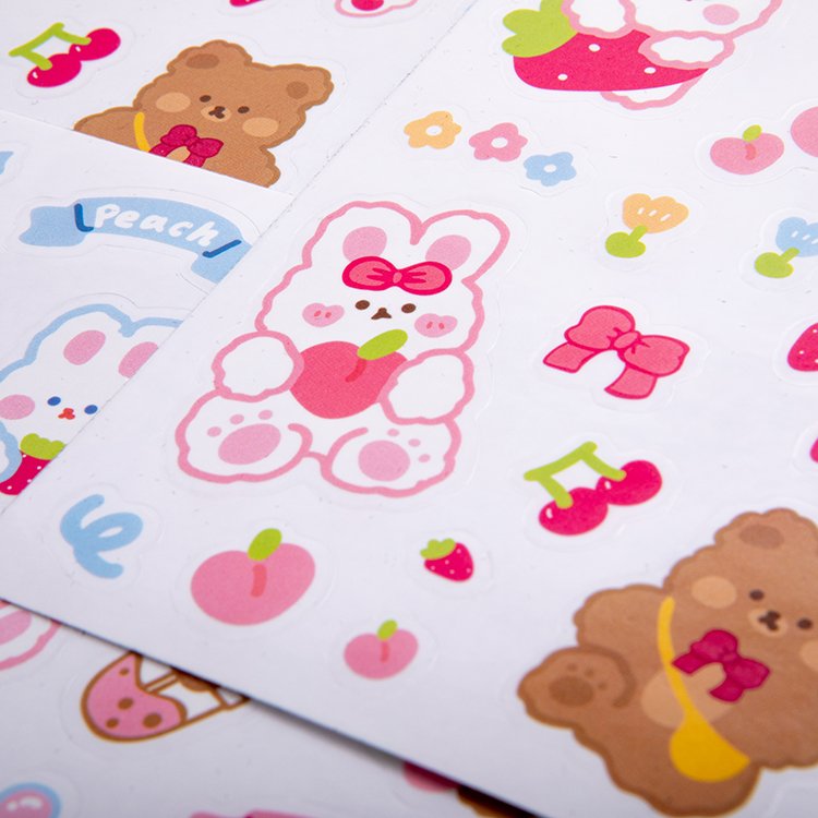 Custom Waterproof Clear Cute Cartoon Stickers Printing Manufacturer PVC Transparent Label Sticker Sheet For Cups