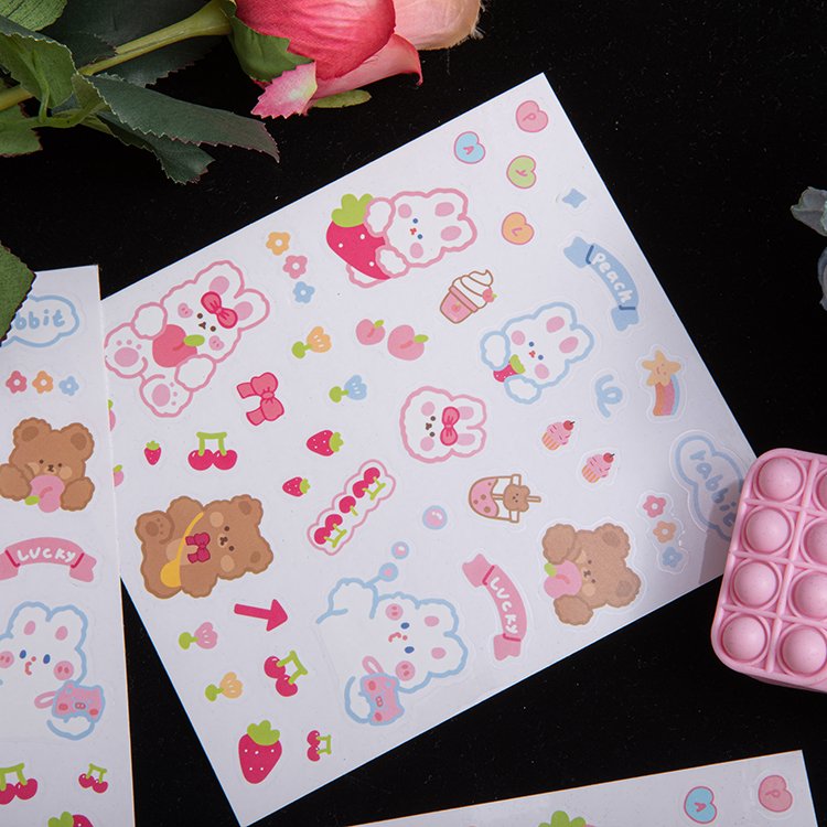 Custom Waterproof Clear Cute Cartoon Stickers Printing Manufacturer PVC Transparent Label Sticker Sheet For Cups