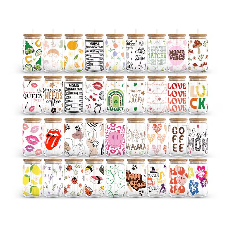 Libbey Glass Can Bundle 16oz Glass Can Svg UV DTF Wrap Glass Cup Bunde Svg Files for UVDTF Cup Wraps