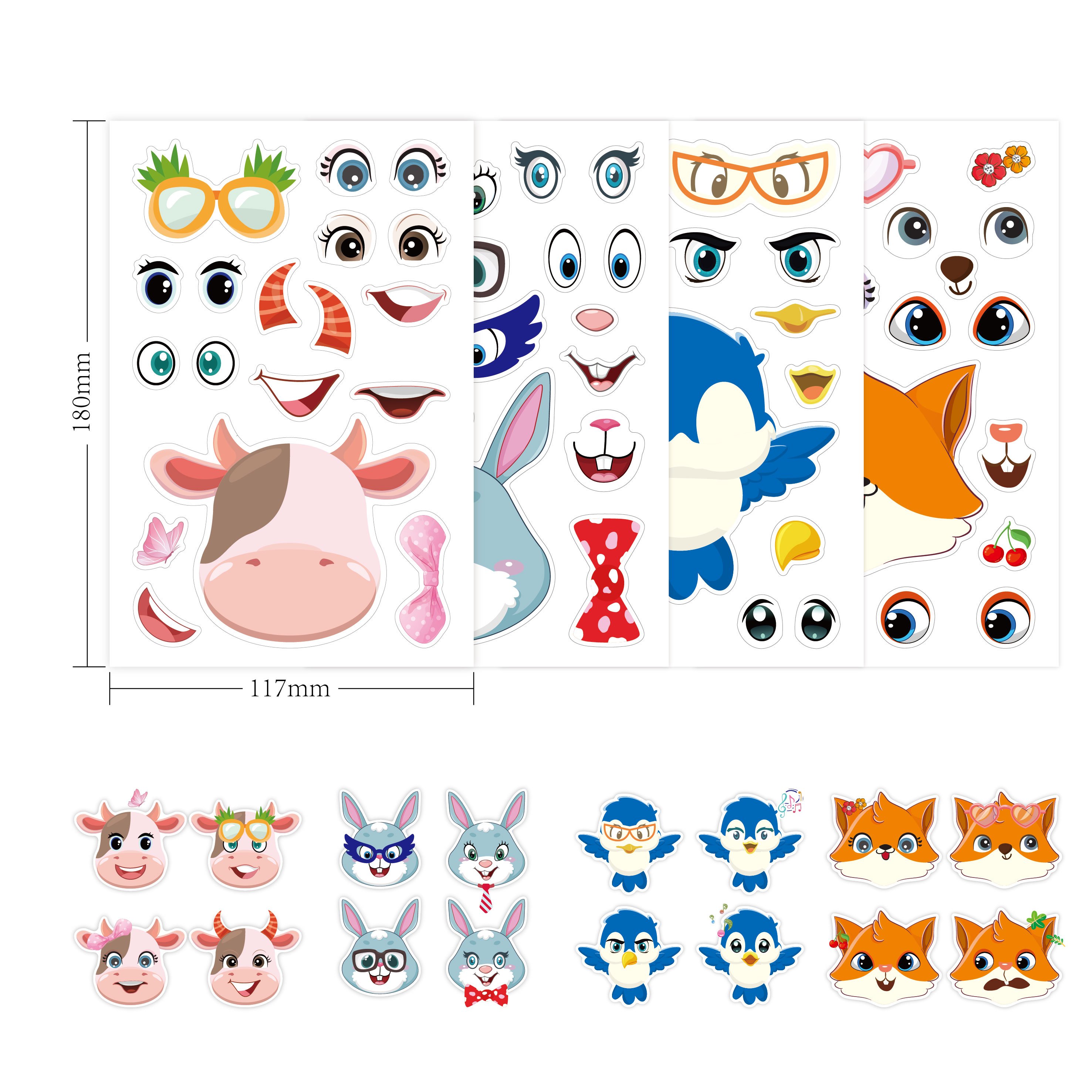 Make a face Sticker Sheets Set Make Your Own Animal Mix and Match Sticker Sheets Make Your Own Animal Stickers for Kids Toddlers