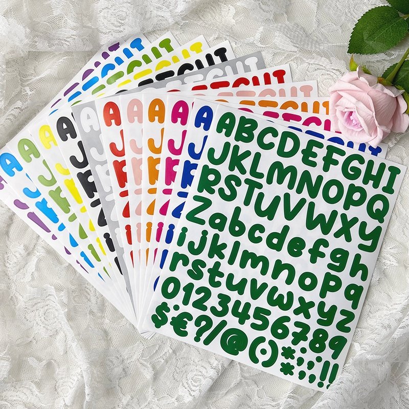 12 Colors Letter Number Stickers for Mailbox Colorful Self Adhesive Vinyl Letters Numbers Kit Gift Alphabet Sticker Scrapbooking