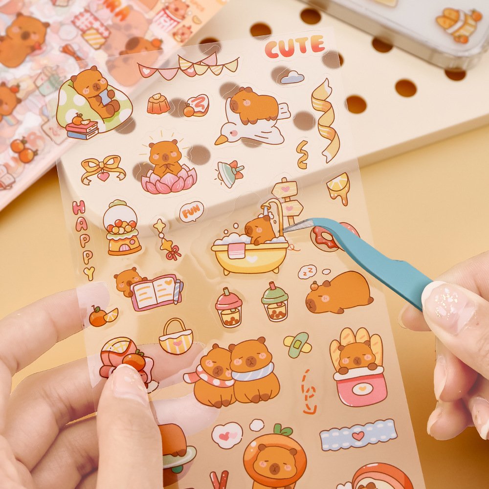 Promotional school gifts DIY cartoon cute kawaii capybara stickers for kids