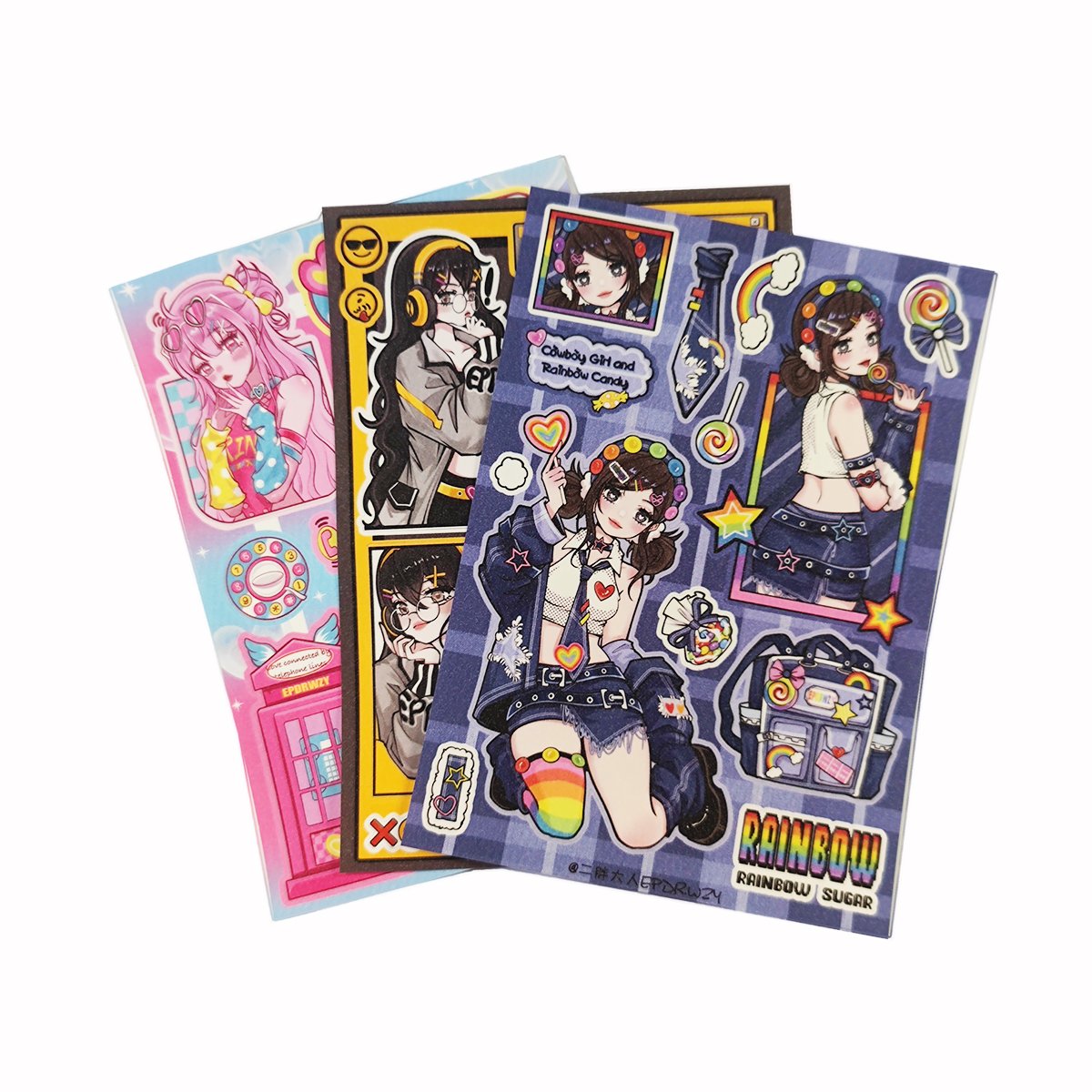 Customized cartoon sticker Sheet Kiss Cut Vinyl Sticker Glitter Self-Adhesive Anime Decorative stickers