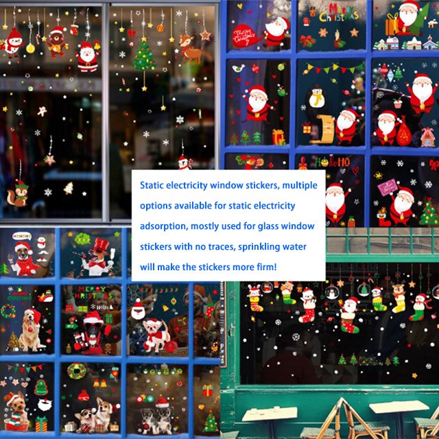 shopping mall Hotel Window Glass Wall Christmas Decoration Pvc Electrostatic Stickers