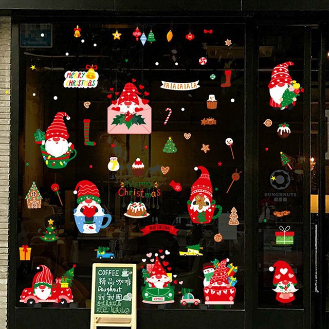shopping mall Hotel Window Glass Wall Christmas Decoration Pvc Electrostatic Stickers