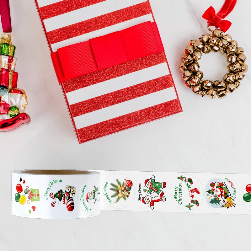 Merry Christmas label cartoon pattern Christmas sticker decoration label customized sticker set