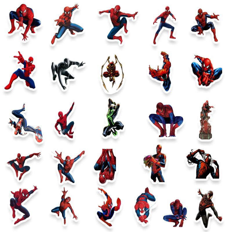 50 Spider-Man anime stickers for luggage, mobile phones, tablets, greeting cards decoration DIY. Creative stickers.